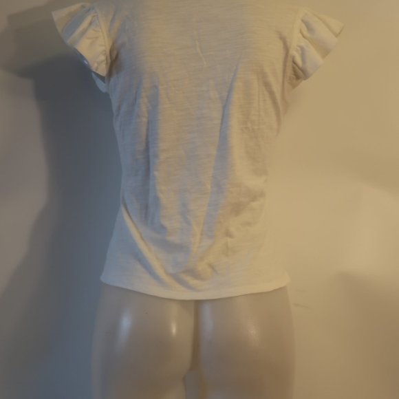 Womens Robertson + Rodeo White Short Sleeve Cap Ruffle Sleeve S * - Picture 5 of 6